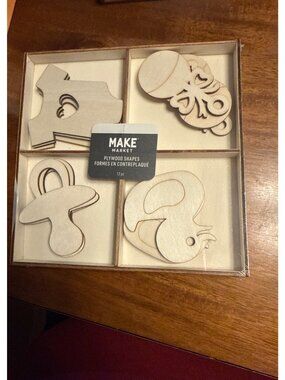 Make Market Plywood Shapes Set 12 Pc Assorted Designs For DIY Crafts & Decor